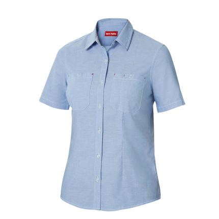Womens Hard Yakka Foundations Short Sleeve Blue Chambray Shirt Corp Work Y08041-KarWorkwear