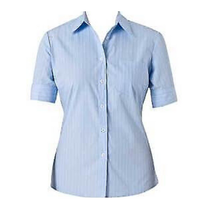 NNT Womens Cotton Blend Stripe S/S SCTION BK Shirt Classic Business Shirt CAT479-KarWorkwear