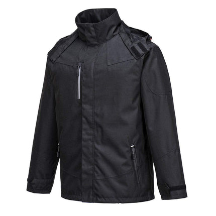 Outcoach Jacket Work Safety Protective Reflective Waterproof Coat, Medium Black