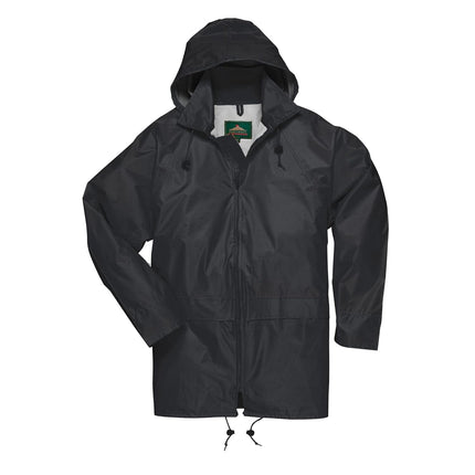 US440 Classic Waterproof Rain Jacket Wth Pack Away Hood & Sealed Seams, Black, Large