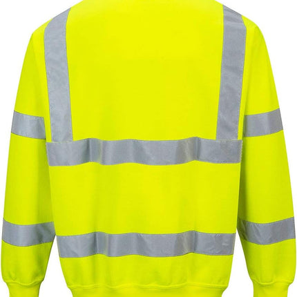 Hi-Vis Sweatshirt Pullover Jumper Safety Reflective Work Wear Warm Top ANSI 3