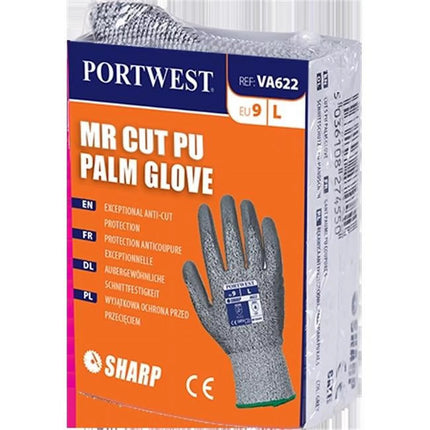 VA622G7RS MR Cut PU Palm Glove, Grey & Grey - Small, Regular-KarWorkwear