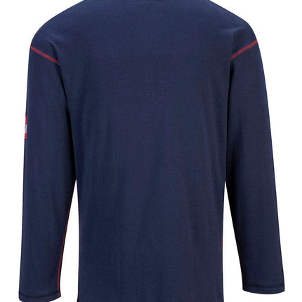 FR02 Bizflame Flame Resistant Henley Long Sleeve Sweatshirt Navy, Xx-Large