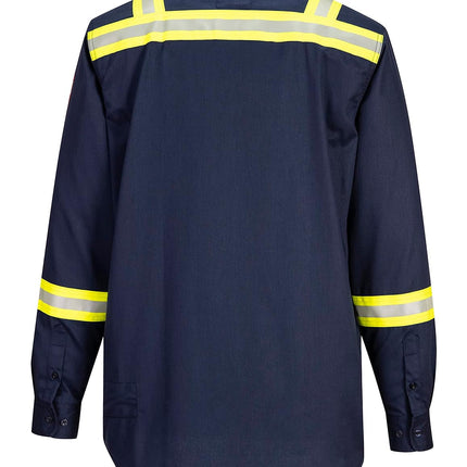 FR706 Men'S Flame Resistant FR Reflective Tape Shirt Navy, Medium