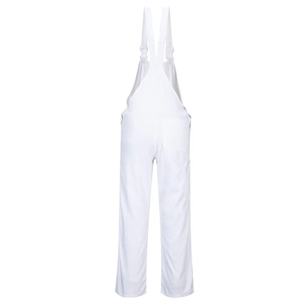 S810 Bolton White Cotton Painters Bib Overalls with Knee Pad Pockets, X Small