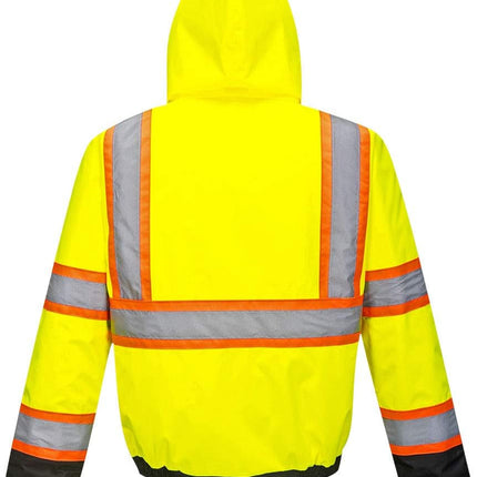 Hi-Vis Contrast Tape Bomber Viz Insulated Safety Visability Work Wear Rain ANSI 3