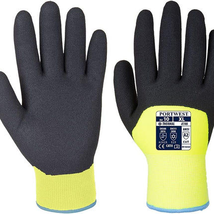 A146 Arctic Winter Glove with Flexible Sandy Nitrile Coating Grip ANSI, Yellow, Large