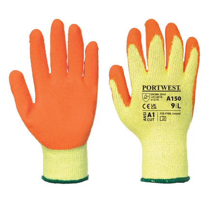 A150 Latex Grip Work Gloves - Palm Dipped Orange, Medium-KarWorkwear