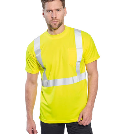 S190 High Visibility Comfort Pocket T-Shirt Yellow Tall, Large