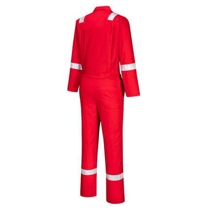 C814 Iona Cotton Heavy Duty Work Overalls with Reflective Safety Tape, Red, Small