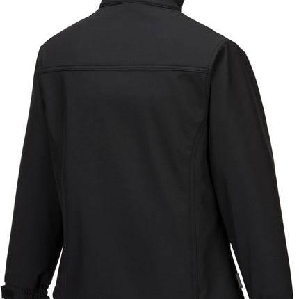 TK41 Womens Softshell Jacket Windproof Water Resistant 3 Layer Fleece Lined Design, Black, L