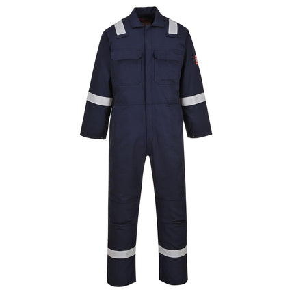 Bizweld Iona Coverall Overall Work Fire PPE Protective Wear Safety Boiler Suit ASTM NFPA ARC 2, Navy, Medium