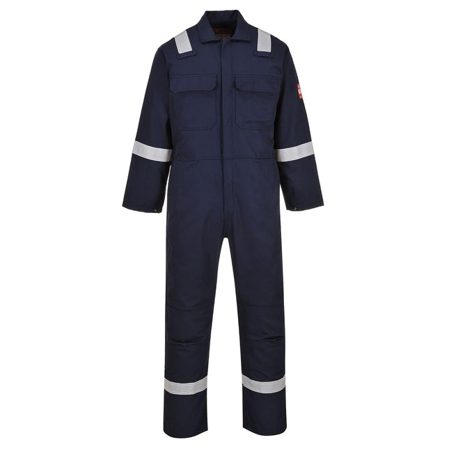 Bizweld Iona Coverall Overall Work Fire PPE Protective Wear Safety Boiler Suit ASTM NFPA ARC 2, Navy, Medium