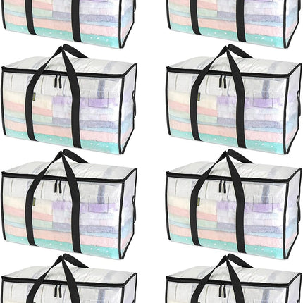 8-Pack Oversized Moving Bags with Reinforced Handles, Heavy-Duty Storage Tote for Clothes, Moving Supplies (Black, 8-Pack)