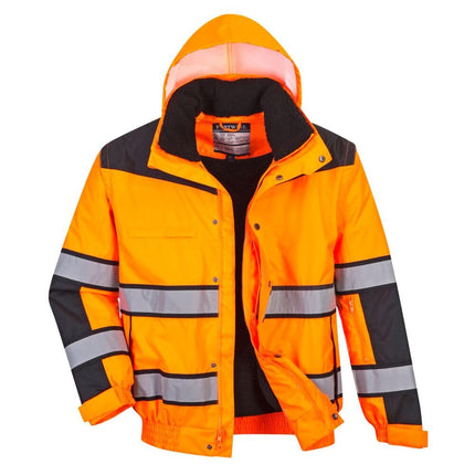 UC566 Hivis Classic Warm Bomber Rain Jacket with Waterproof Taped Seams, Yellowblack, X Large