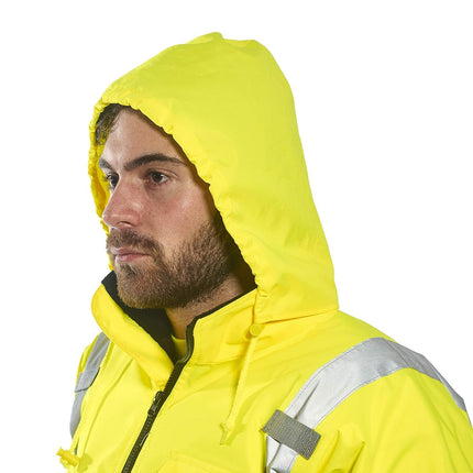 US363 Men'S Waterproof Hi Vis Reflective Two-Tone Bomber Jacket Yellow/Black Tall, X-Large