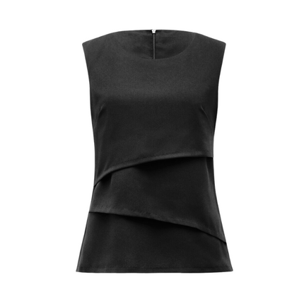 NNT Womens Sleeveless V Neck Layered Blouse Satin Back Crepe CAT9XC-KarWorkwear