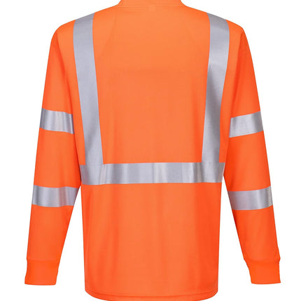 S192 Hi-Vis Long Sleeve Ribbed Cuff T-Shirt Orange, X-Large