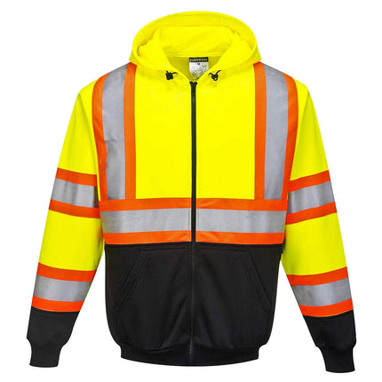 Kansas Zipped Hoodie Hi Vis Visability Safety Protective Work Wear Jumper ANSI 3, X Large