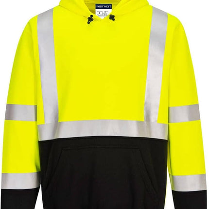 UB324 Men'S Hi Vis 2-Tone Reflective Hooded Sweatshirt Yellow/Black, 6X-Large
