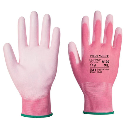 A120 Work Gloves PU Palm Dipped Abrasion and Tear Resistant Pink, Medium-KarWorkwear