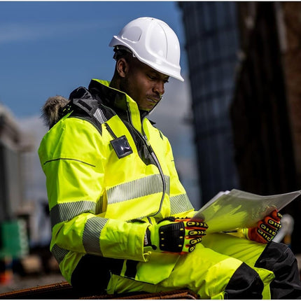 A721 anti Impact Safety Work Gloves - Lightweight Nitrile Grip Impact Reducing Protective Work Gloves Yellow/Orange