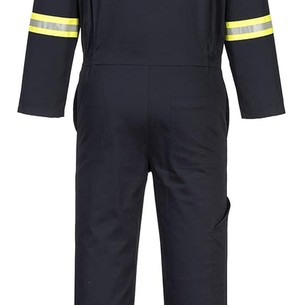 F129 Men'S Cotton Work Coveralls Iona Xtra Reflective Coveralls Workwear Overalls 100% Cotton Navy, 3X-Large