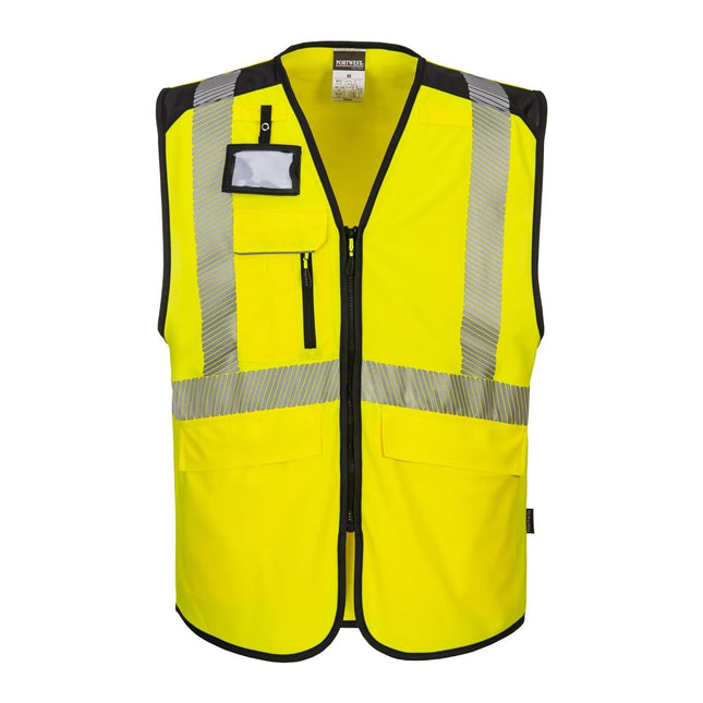 PW309 Hi Vis Safety Vest, Reflective and Lightweight Premium Executive Work Vest Yellow/Black, 4X-Large