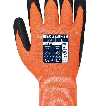 Vis-Tex PU Cut Resistant Glove Safety Work Wear Protective Gloves Resistant Coated ANSI 105, Orangeblack, Large