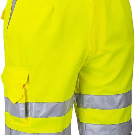 Hi-Vis P/C Shorts Cargo Visibility Reflective Summer Cool Work Wear Pants ANSI E