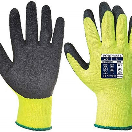 A140 Thermal Outdoor Cold Protection Glove with Crinkle Latex Grip ANSI, Yellowblack, Large