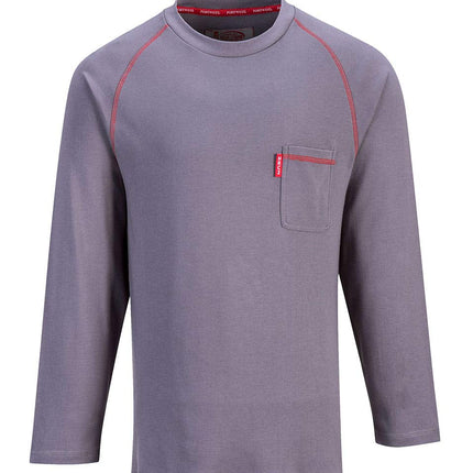 FR01 Mens Flame Resistant Bizflame Long Sleeved Crew Neck T Shirt ASTM, Navy, XXL