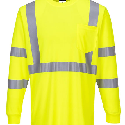 S192 Hi-Vis Long Sleeve Ribbed Cuff T-Shirt Orange, X-Large