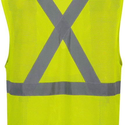US370 Atlanta Hi Vis Mesh Safety Vest with Reflective Tape & 6 Pockets, Yellow, Medium