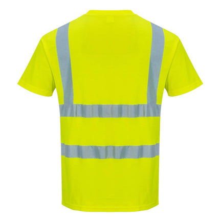 Hi-Vis T Shirt Viz Visibility Reflective Safety Work Wear Top ANSI 2, 6XL Yellow