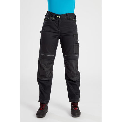 PW380 Women'S Work Pants - Stretch Fabric PW3 Workwear Utility Safety Pants with Knee Pad Pockets, Black 26