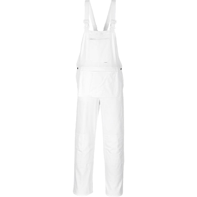S810 Bolton White Cotton Painters Bib Overalls with Knee Pad Pockets, X Small