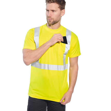 S190 High Visibility Comfort Pocket T-Shirt Yellow Tall, Large