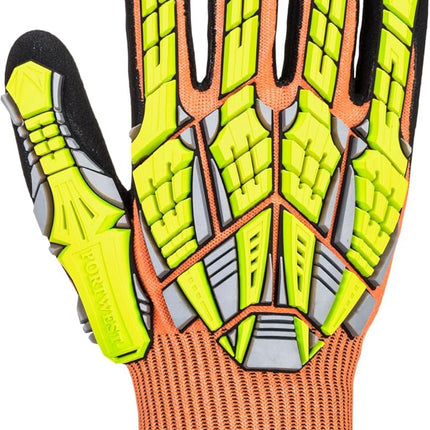 A727 anti Impact Safety Work Gloves - Cut Resistant & Impact Reducing Protective Work Gloves Orange/Black