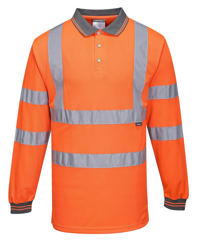 Hi-Vis Polo Shirtl/S Viz Visibility Reflective Safety Work Wear Top ANSI 3, Orange, 3 XL