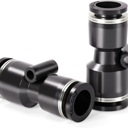 Black Straight 1/2 Inch Tube OD Push to Connect Tube Fittings Push Lock PU-1/2 (Pack of 2)