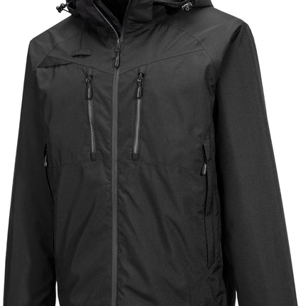 DX463 Men'S DX4 Waterproof Rain Jacket Hooded with Pockets All Black, 3X-Large