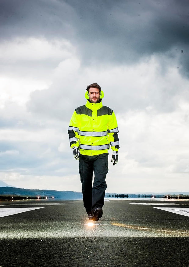 UC566 Hivis Classic Warm Bomber Rain Jacket with Waterproof Taped Seams, Yellowblack, X Large