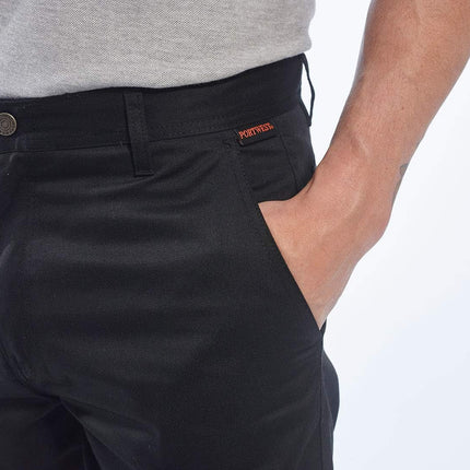 C701 Workwear Cargo Pants in Protective Polycotton with 6 Pockets, Black, 34T