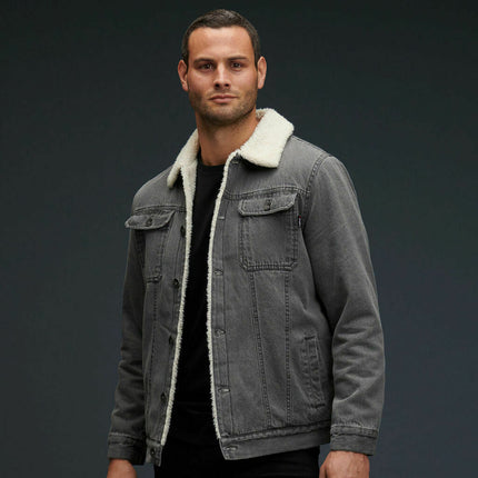 KingGee Mens Urban Denim Jacket Warm Sherpa Lining Winter Comfort Jackets K15041-KarWorkwear