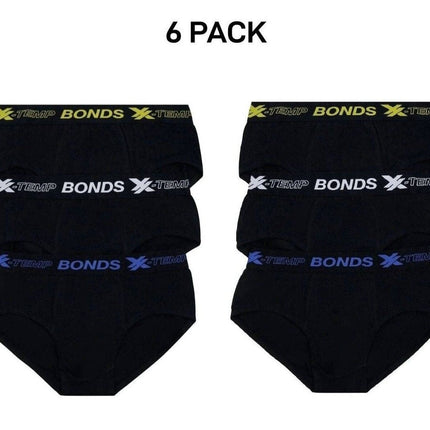 Bonds Mens X-Temp Brief Stretchy Wide Waistband Super Flat Seams 6 Pack MWHM3A-KarWorkwear