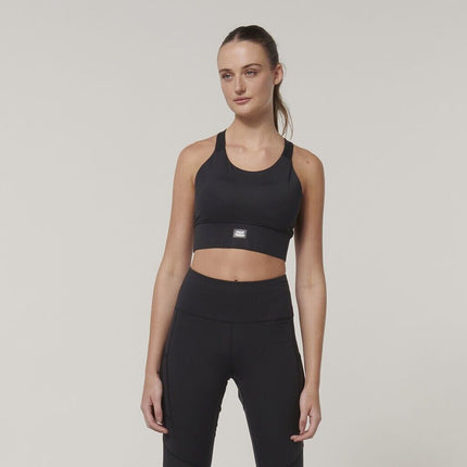Hard Yakka Womens Form-Fitting Workout  Top Stretch Sport X Work Crop Y08060-KarWorkwear