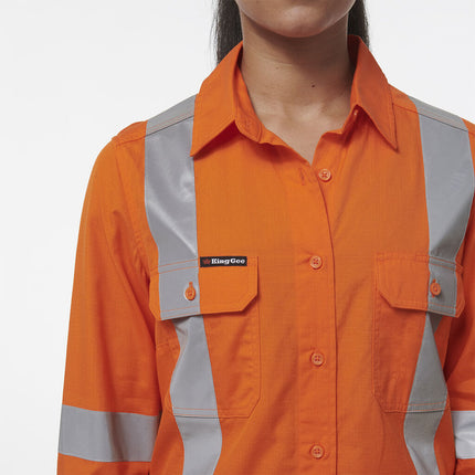 KingGee Womens Safety Workcool Vented X Back Reflective Breathable Shirt K44233-KarWorkwear