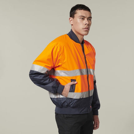 Hard Yakka Mens 4 Pack Core Hi Vis 2 Tone Taped Waterproof Bomber Jacket Y06675-KarWorkwear