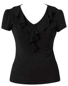 NNT Womens Cap Sleeve Ruffle Neck T- Top V Neck Cap Sleeves Shirt CAT48H-KarWorkwear